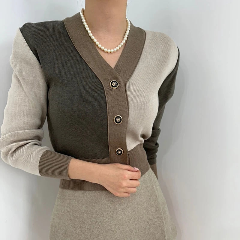 Cardigan Maglione Donna Scollo a V Manica Lunga