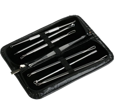 Kit di strumenti per la rimozione dei punti neri da 7 pezzi Strumenti per la cura della pelle del viso Comedone Acne Ago Clip Brufolo